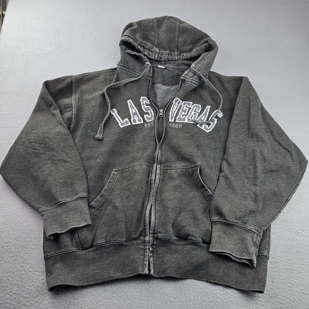 Smart Blanks Hoodie Mens Large Gray Cotton Las Vegas Graphic Outdoor Full Zip